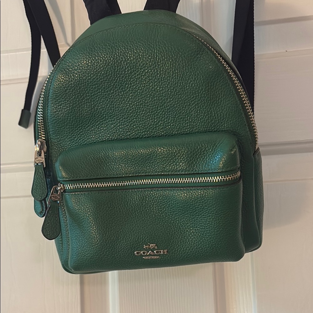 Coach Emerald Leather Mini Backpack with Silver Accents - Picture 2 of 7